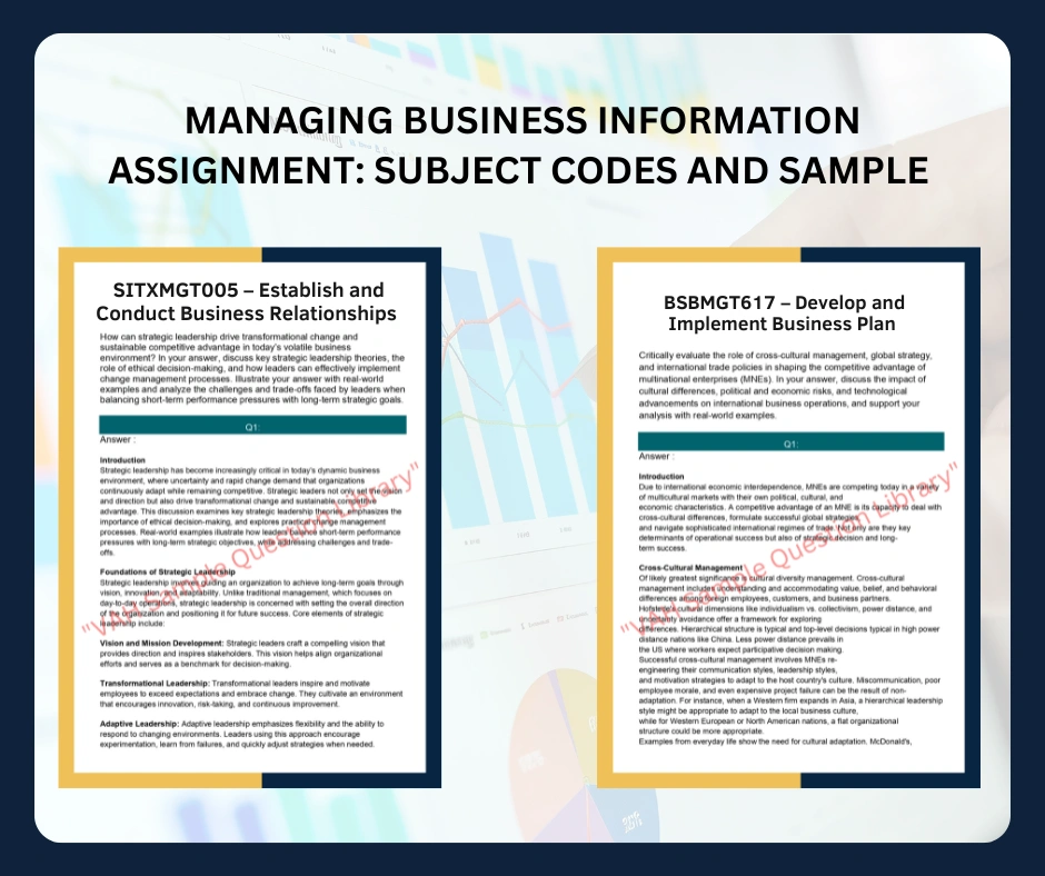 Managing Business Information Assignment: subject codes and sample